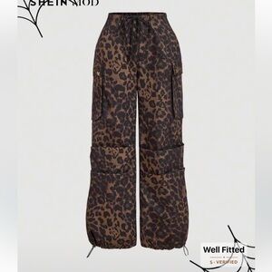 SHEIN Brown Leopard Print Cargo Pants
